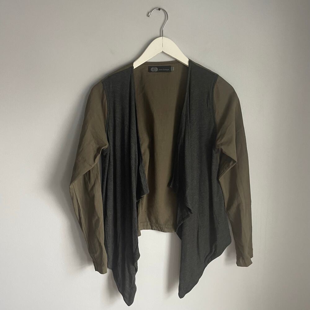 Jet John Eshaya Lagenlook Cardigan Black Green Boho Small Office Casual Neutral